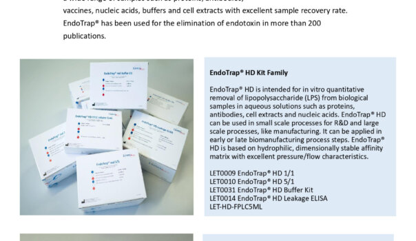 Endotoxin removal products EndoTrap®HD Kit & red Kit(LIONEX)